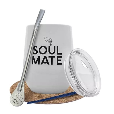 Zestaw akcesoriów do yerba mate: matero termiczne TermoLid + bombilla