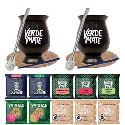Zestaw Bombilla Tykwa dla Dwojga Yerba Mate 10x50g
