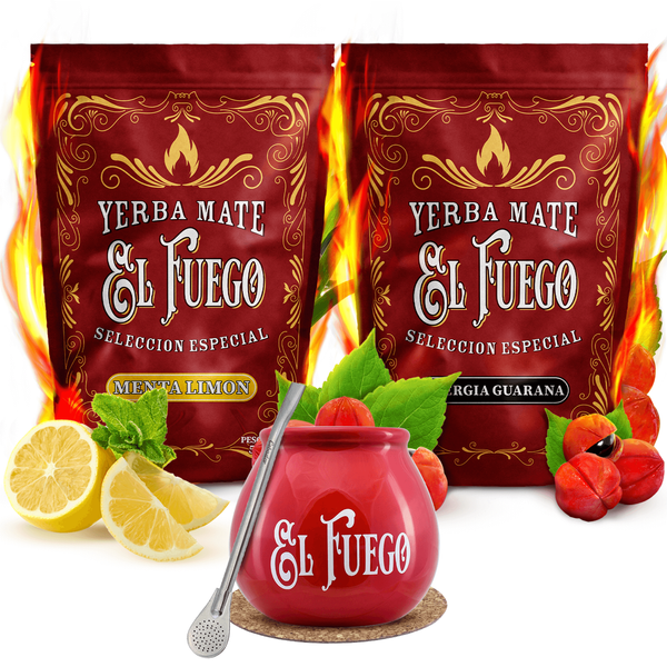 Zestaw yerba mate El Fuego tykwa ceramiczna bombilla