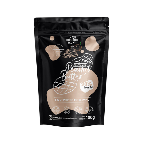 Nustino – Masło Orzechowe w Proszku – Biała Czekolada & Kokos (bez dodatku cukru) 400 g