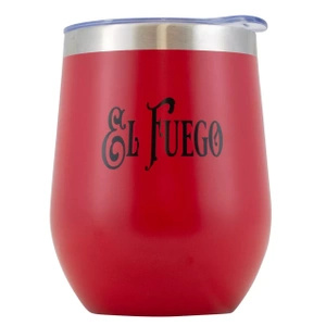TermoLid – stalowe matero z pokrywką – motyw El Fuego (czerwony) – 350 ml