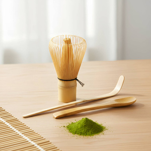 Bambusowy zestaw akcesoriów do herbaty matcha: miotełka chasen + łopatka chashaku + łyżeczka