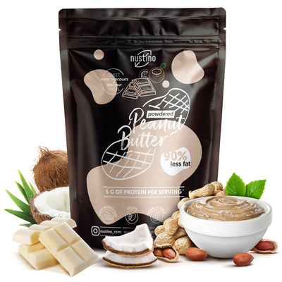 Nustino – Masło Orzechowe w Proszku – Biała Czekolada & Kokos (bez dodatku cukru) 400 g