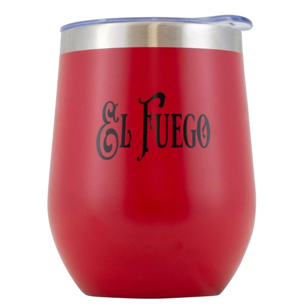 TermoLid – stalowe matero z pokrywką – motyw El Fuego (czerwony) – 350 ml