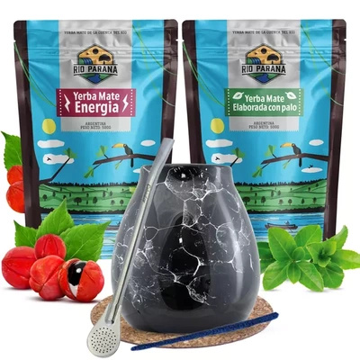 Zestaw Yerba Mate Rio Parana 2x500g 1kg Matero + Bombilla