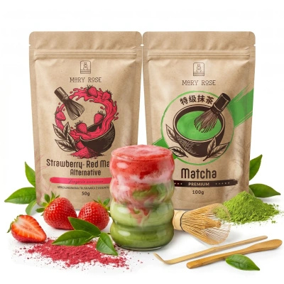 Zestaw do kolorowego Matcha Latte: Matcha + Red Matcha + akcesoria