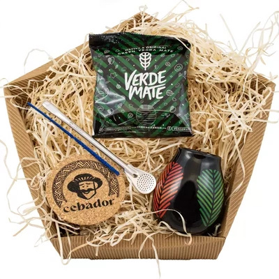 Zestaw prezentowy Yerba Mate: Verde Mate Frutos Tropicales 50g + tykwa + bombilla