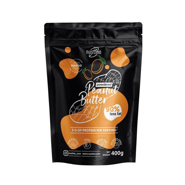 Nustino – Masło Orzechowe w Proszku – Mango (bez dodatku cukru) 400 g