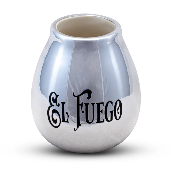 Tykwa Ceramiczna z logo El Fuego (srebrna) 350 ml